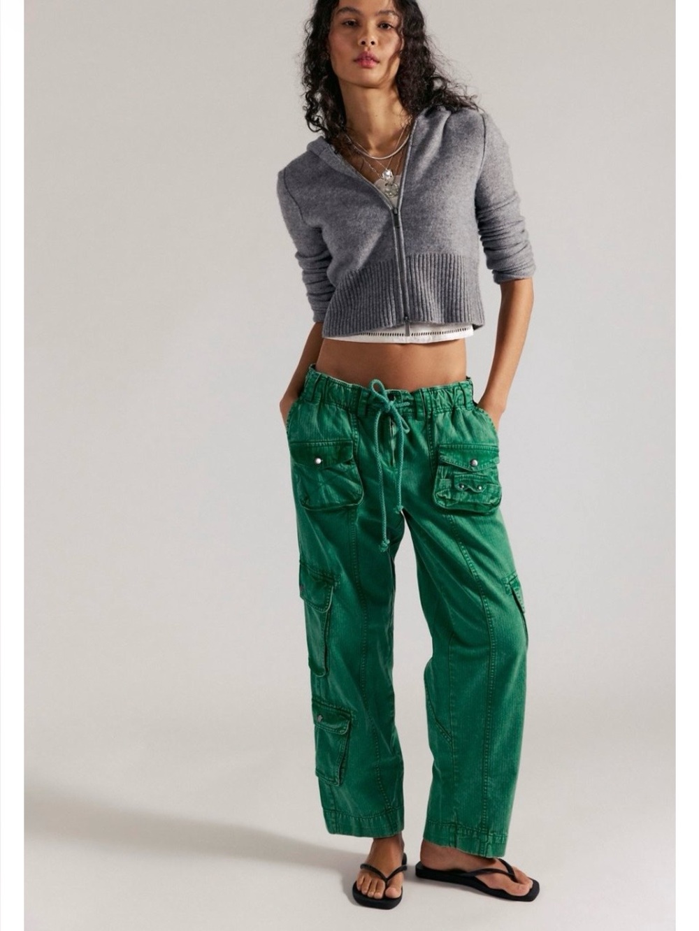 Free People Tahiti Pull-On Cargo Pants Amazon color XS - Picture 1 of 8